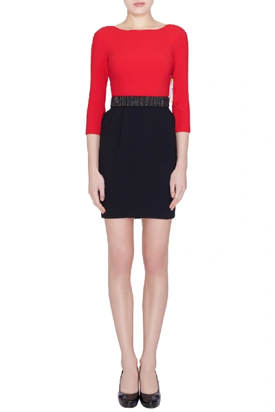 Pre-owned Alice And Olivia Red And Black Crepe Ira Sheath Dress S