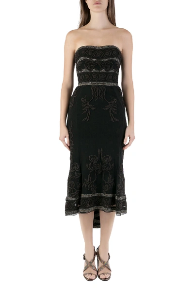 Pre-owned Temperley London Vintage Black Embroidered Beaded Tulle Strapless Dress S