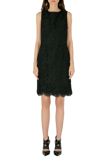 Pre-owned Emanuel Ungaro Collection Black Floral Lace Scalloped Hem Sleeveless Dress L