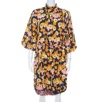 Pre-owned Joseph Field Owen Floral Silk Dress S In Multicolor