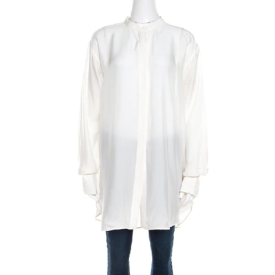 Pre-owned Celine White Silk Button Front Loose Fit Shirt M