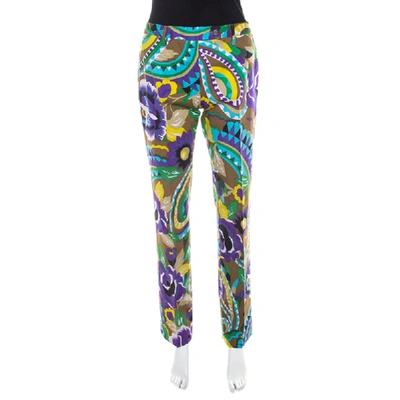 Pre-owned Etro Multicolor Printed Cotton Straight Fit Trouser M