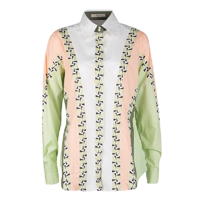 Pre-owned Etro Colorblock Printed Cotton Long Sleeve Button Front Shirt S In Multicolor