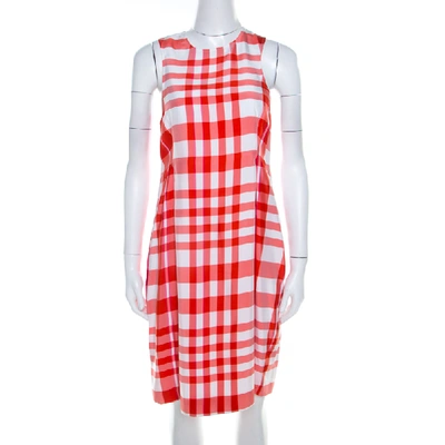 Pre-owned Stella Mccartney Chilli Red Checked Sleeveless Benedicte Shift Dress S