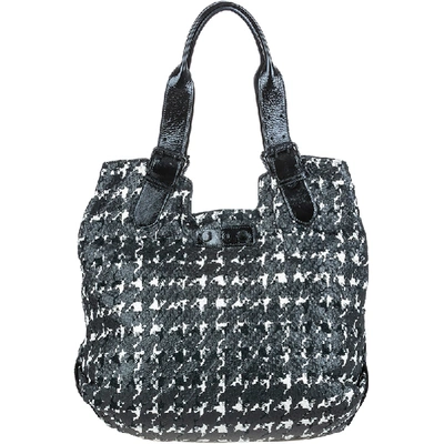 Pre-owned Alexander Mcqueen Black/white Houndstooth Leather Tote Bag