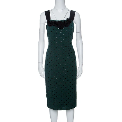 Pre-owned Marc Jacobs Green And Black Polka Dotted Sleeveless Dress S