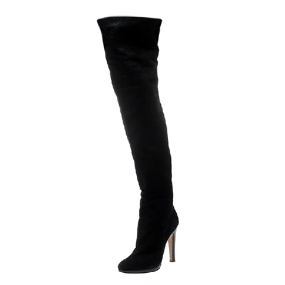 Pre-owned Giuseppe Zanotti Black Suede Knee Length Boots Size 38.5
