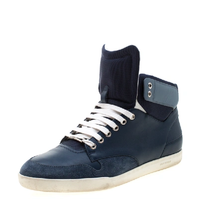 Pre-owned Dior Blue/white Leather High Top Sneaker Size 41