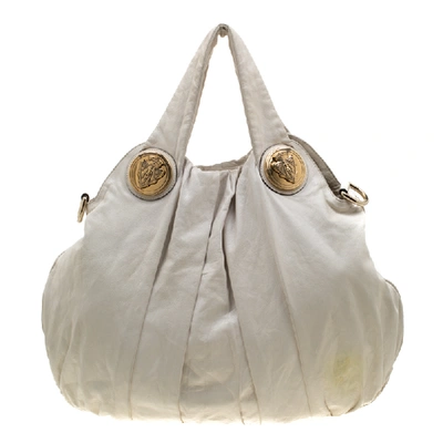 Pre-owned Gucci White Leather Large Hysteria Hobo