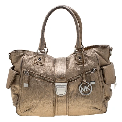 Pre-owned Michael Michael Kors Metallic Gold Leather Satchel