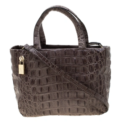 Pre-owned Furla Grey Croc Embossed Leather Tote
