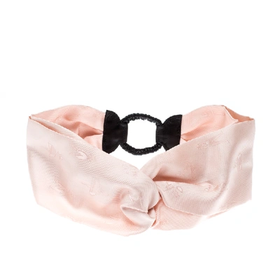 Pre-owned Fendi Pink Silk Twill Leather Trim Detail Headband