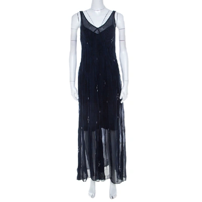 Pre-owned Isabel Marant Navy Blue Chiffon Sleeveless Cassidy Maxi Dress S