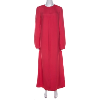 Pre-owned Marni Hot Pink Paneled Button Detail Long Sleeve Maxi Dress S