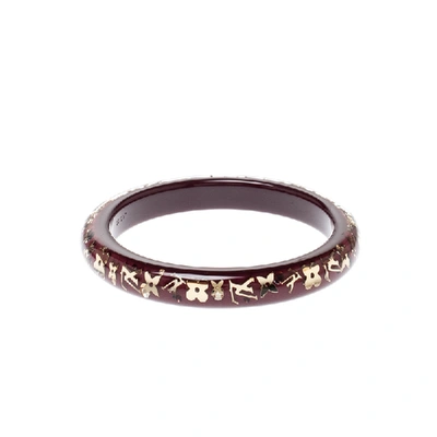 Louis Vuitton Clear Resin Gold Tone Monogram Inclusion Ring Size