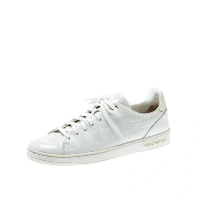 Louis Vuitton White Embossed Leather Frontrow Low-Top Sneaker Size