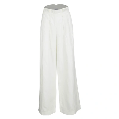 Pre-owned Armani Collezioni Off White Linen Wide Leg High Waist Pants L