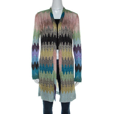 Pre-owned Missoni Multicolor Lurex Knit Open Front Cardigan S