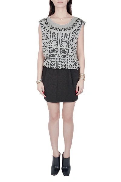 Pre-owned Faith Connexion Monochrome Abstract Print Jersey Mesh Back Sleeveless Tank Dress M In Black