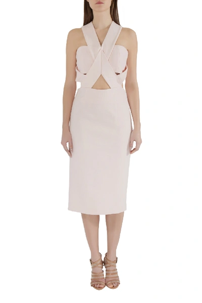 Pre-owned Nicholas Kirkwood Nicholas Blush Pink Cut Out Detail Bandage Wrap Bodycon Dress M