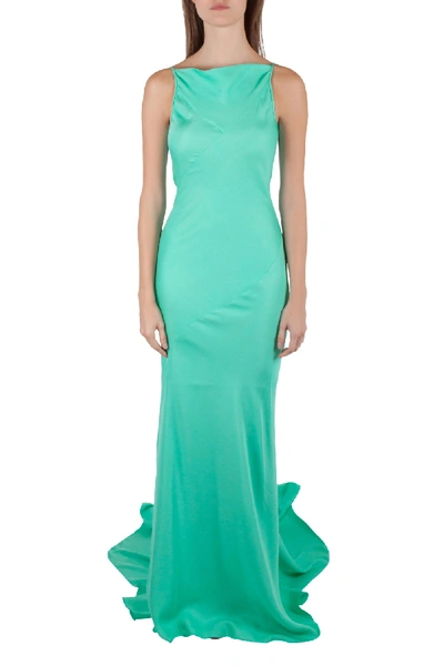 Pre-owned Gareth Pugh Aqua Green Silk Sleeveless Column Gown S
