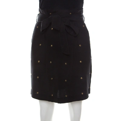 Pre-owned Temperley Alice By  Black Cotton Silk Studded Mini Skirt M