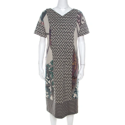 Pre-owned Etro Multicolor Abstract Printed Wool Blend Short Dress L