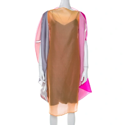 Pre-owned Jil Sander Multicolor Ombre Silk Organza Midi Dress S