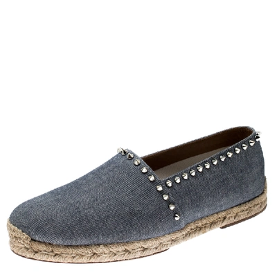 Pre-owned Christian Louboutin Blue Denim Melides Casa Espadrille Flats Size 40