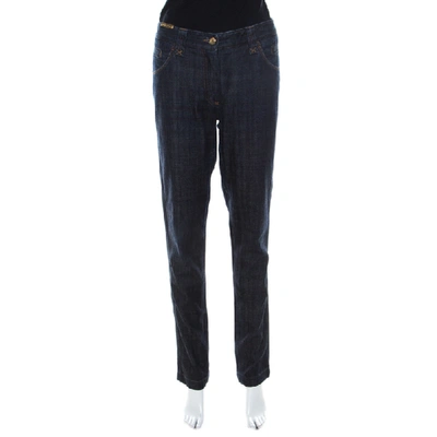 Pre-owned Dolce & Gabbana Indigo Dark Wash Denim Tapered Jeans L In Blue