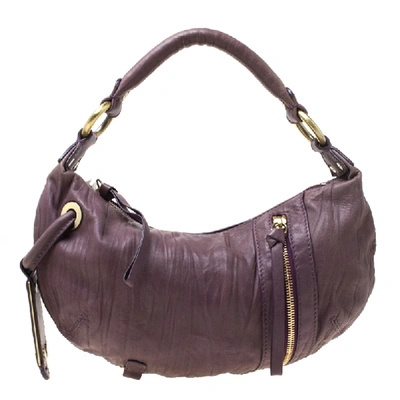 Pre-owned Givenchy Purple Leather Zip Hobo