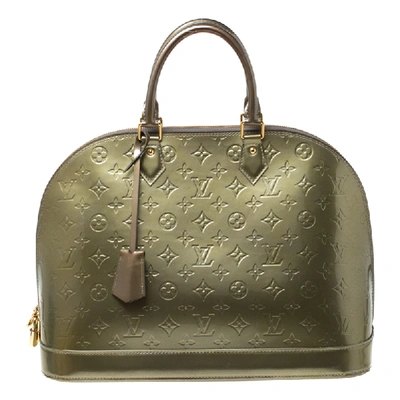 Pre-owned Louis Vuitton Vert Bronze Monogram Vernis Alma Gm Bag In Green