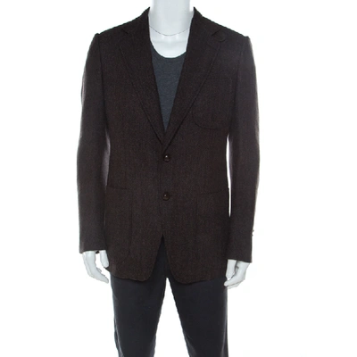Pre-owned Tom Ford Brown Regular Fit Elbow Patch Wool Blazer L