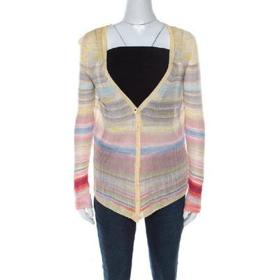 Pre-owned Missoni Multicolor Striped Knit Cardigan M