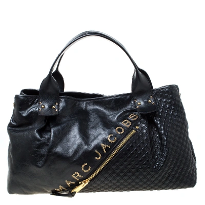 Pre-owned Marc Jacobs Black Leather Studded Logo Tote