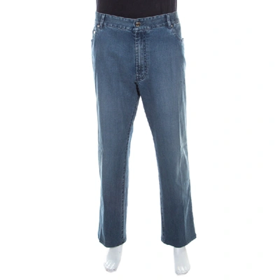 Pre-owned Brioni Blue Medium Wash Denim Straight Legged Jeans 5xl