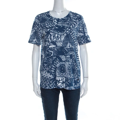 Pre-owned Tory Burch Baltic Sea Blue Dreamcatcher Print Pima Cotton T-shirt M