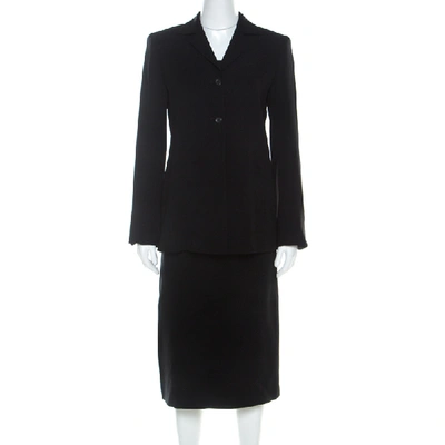 Pre-owned Max Mara Black Wool Midi Skirt Suit S