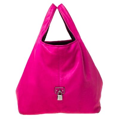 Pre-owned Loewe Hot Pink Calle Leather Shopper Tote