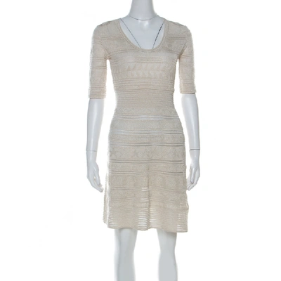 Pre-owned M Missoni Gold Lurex Knit Panelled Short Dress S