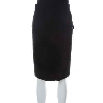 Pre-owned Givenchy Black Stretch Crepe Curve Detail Pencil Skirt M