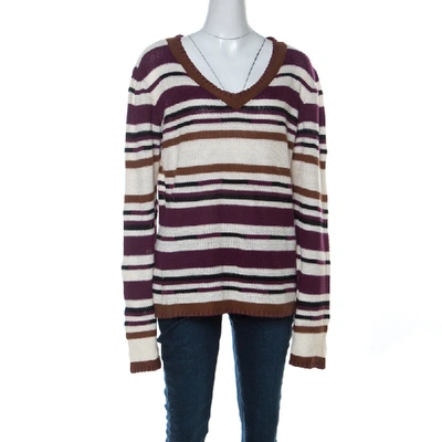 Pre-owned John Galliano Multicolor Striped Crochet Knit Sweater L