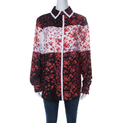Pre-owned Preen Red Floral Print Crepe Button Down Shirt L