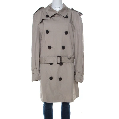 Pre-owned Burberry Brit Beige Cotton Twill Double Breasted Belted Trench Coat Xxl