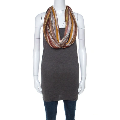 Pre-owned Missoni Grey Jersey Cowl Neck Detail Noodle Strap Top M