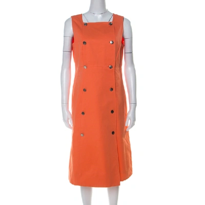 Pre-owned Chanel Boutique Orange Cotton Sleeveless Pinafore Dress L