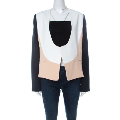 Pre-owned Diane Von Furstenberg Multicolor Crepe Creme Brulee Open Front Feriha Blazer M