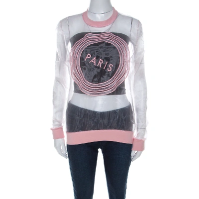 Pre-owned Kenzo Pink Paris Embroidered Sheer Pullover S