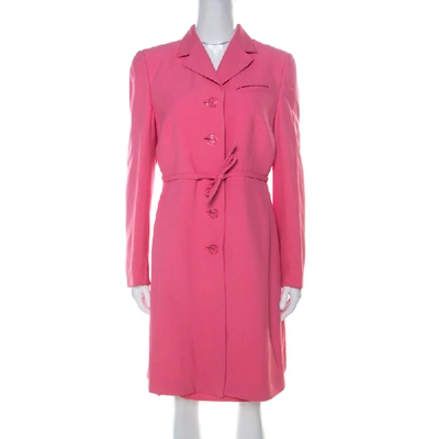 Pre-owned Versace Gianni  Pink Silk Vintage Long Jacket & Skirt Suit M