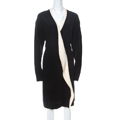 Pre-owned Marni Black Silk Crepe Contrast Collar Detail Short Dress M